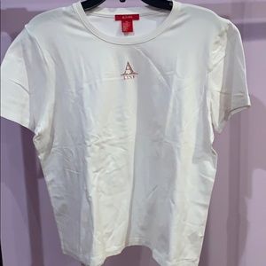 A line Short Sleeve Tee w Red Logo NWOT